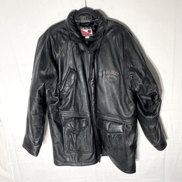 Vintage Canada Sportswear Black Lamb Leather Coat W Drawstring Waist L - Picture 1 of 15